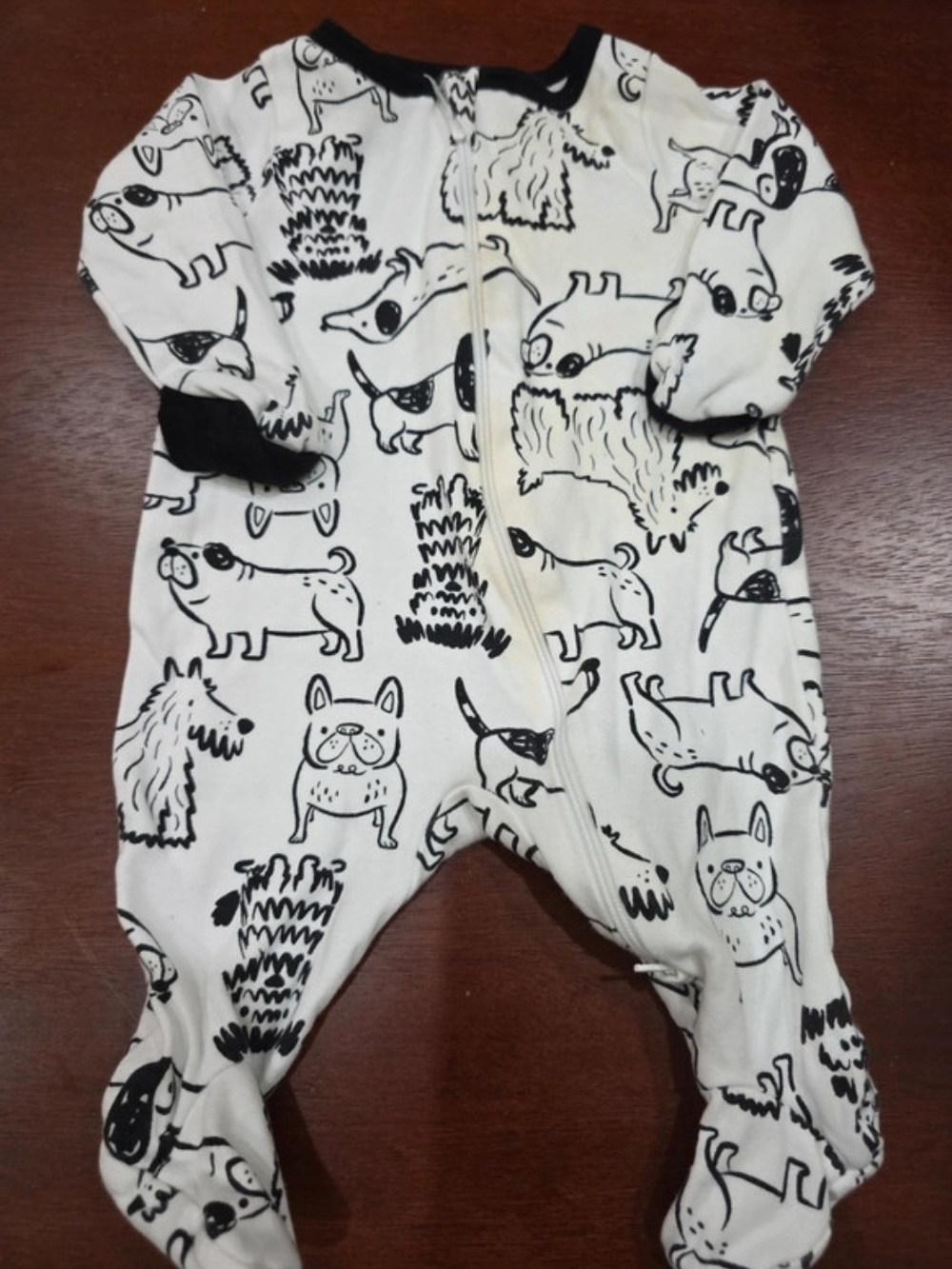 wonder nation White Footed One-Piece with Black Puppy Print